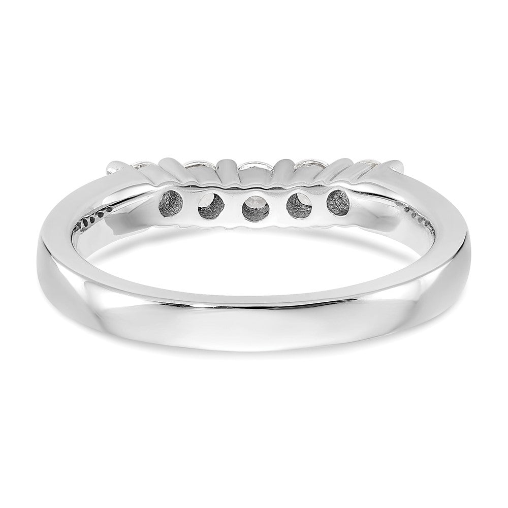 14K White Gold 5-Stone Shared Prong 1/2 carat Round Complete Diamond Band