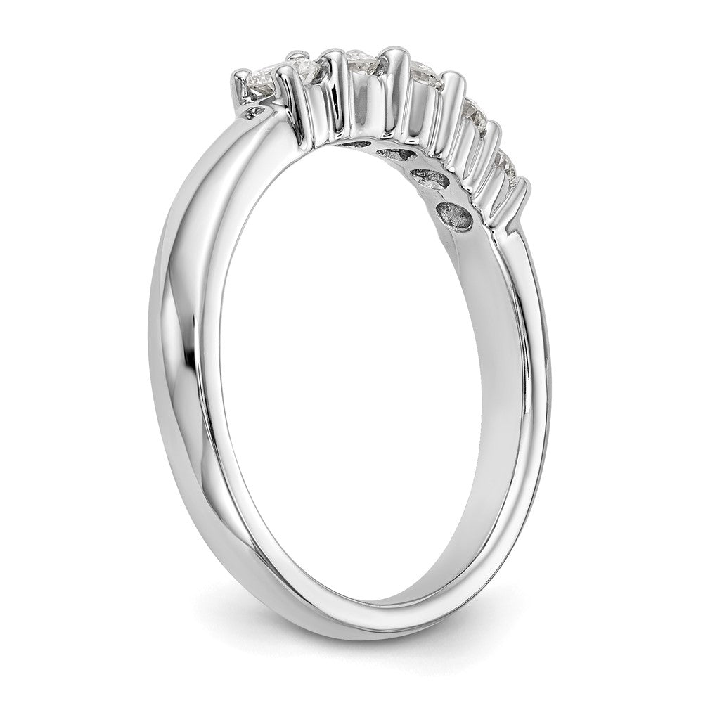 14K White Gold 5-Stone Shared Prong 1/2 carat Round Complete Diamond Band