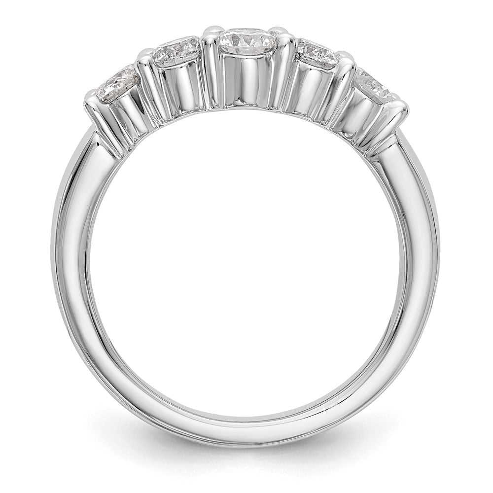 14K White Gold 5-Stone Shared Prong (Holds 1-3.7, 2-3.6, 2-3.5mm Round) Diamond Band Mounting