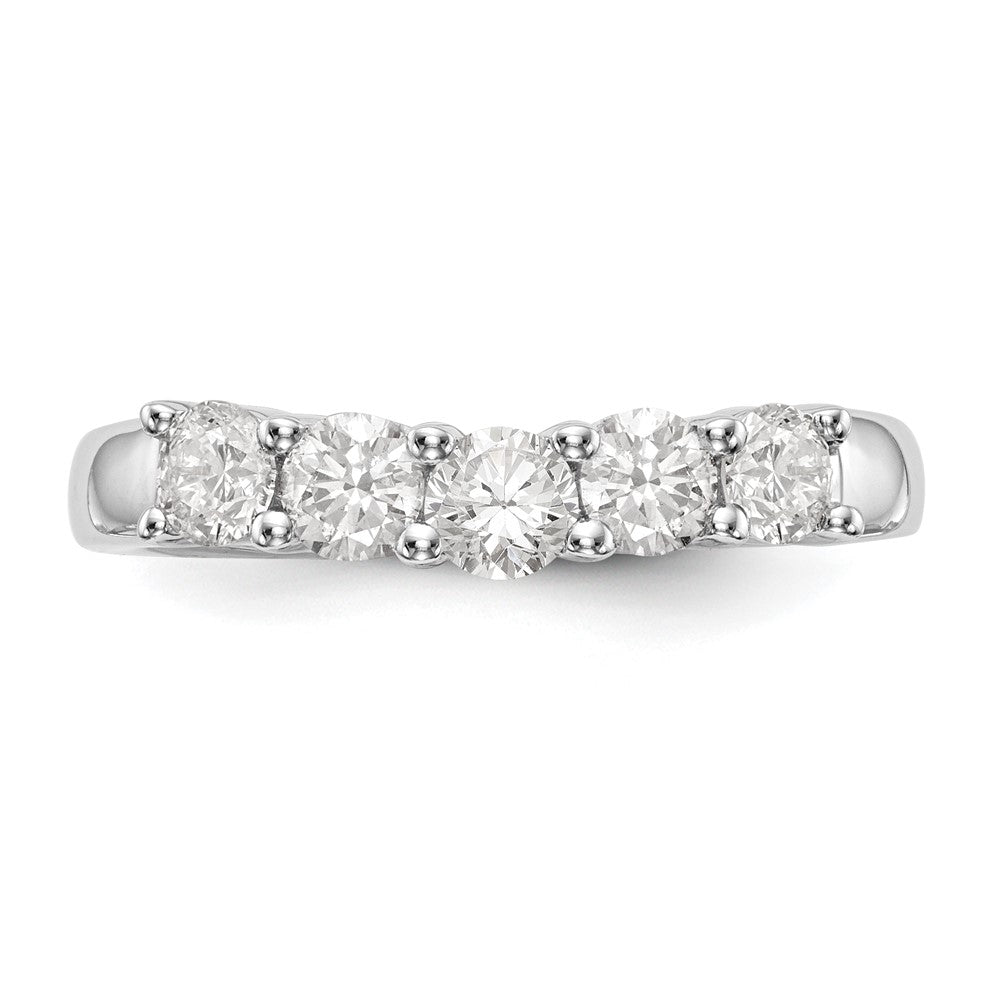 14K White Gold 5-Stone Shared Prong (Holds 1-3.7, 2-3.6, 2-3.5mm Round) Diamond Band Mounting