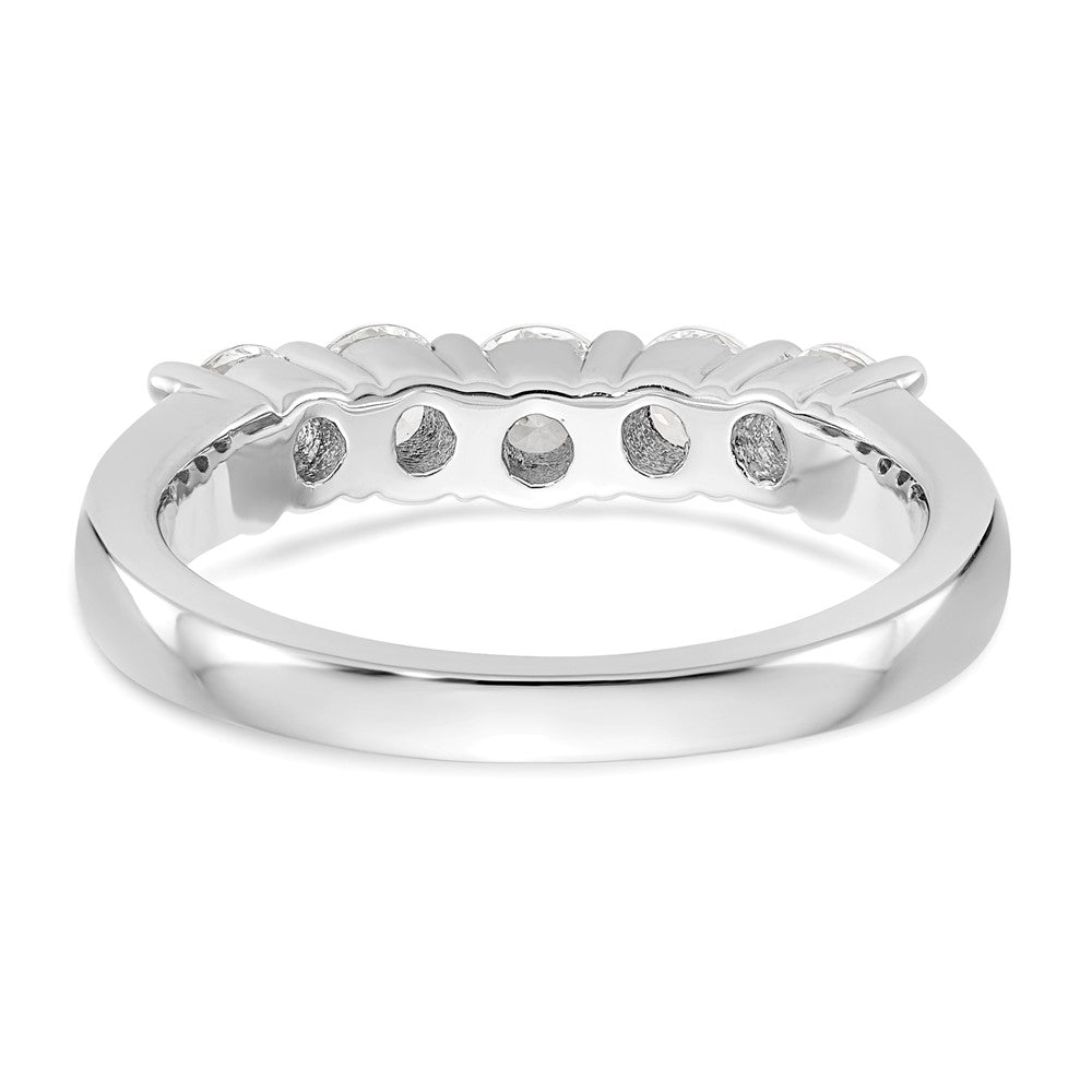 14K White Gold 5-Stone Shared Prong (Holds 1-3.7, 2-3.6, 2-3.5mm Round) Diamond Band Mounting