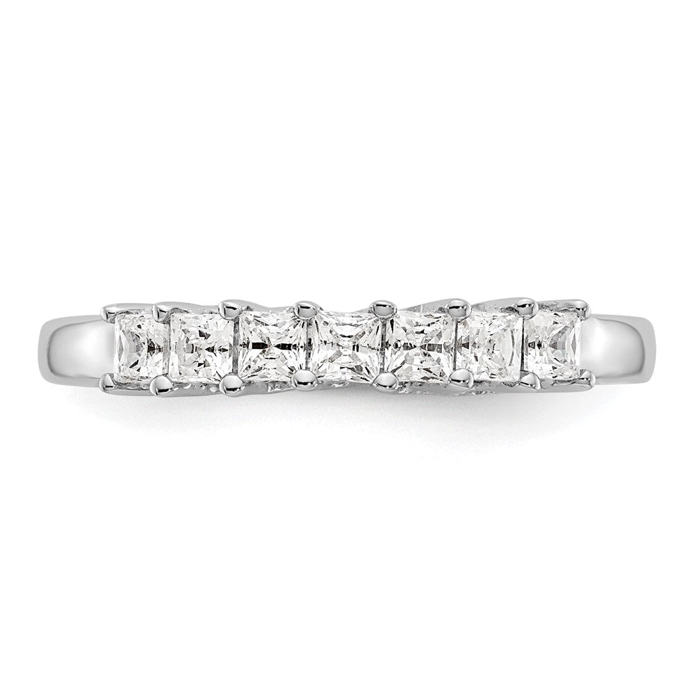 14K White Gold 7-Stone Shared Prong (Holds 7-2.3mm Princess) Diamond Band Mounting