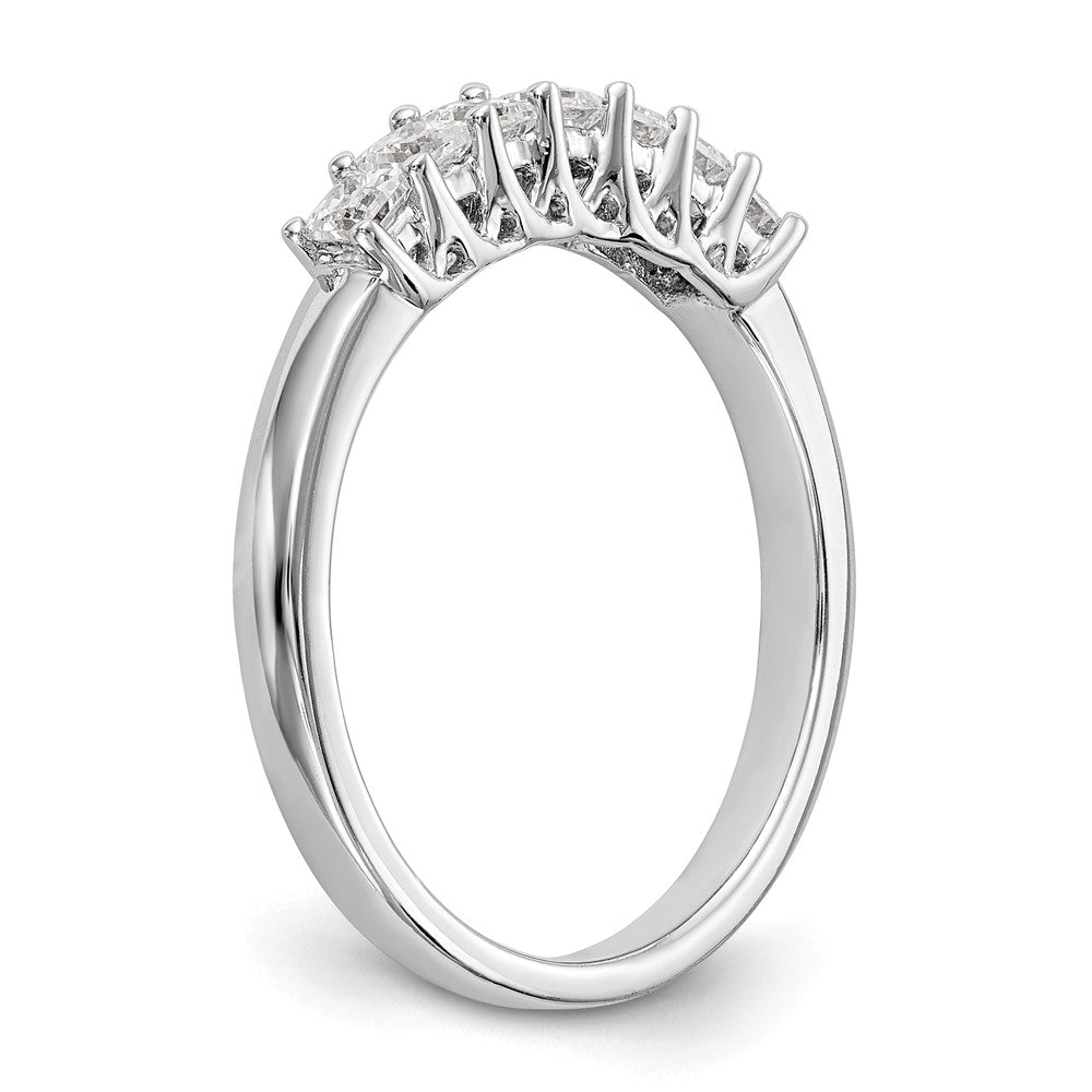 14K White Gold 7-Stone Shared Prong (Holds 7-2.3mm Princess) Diamond Band Mounting