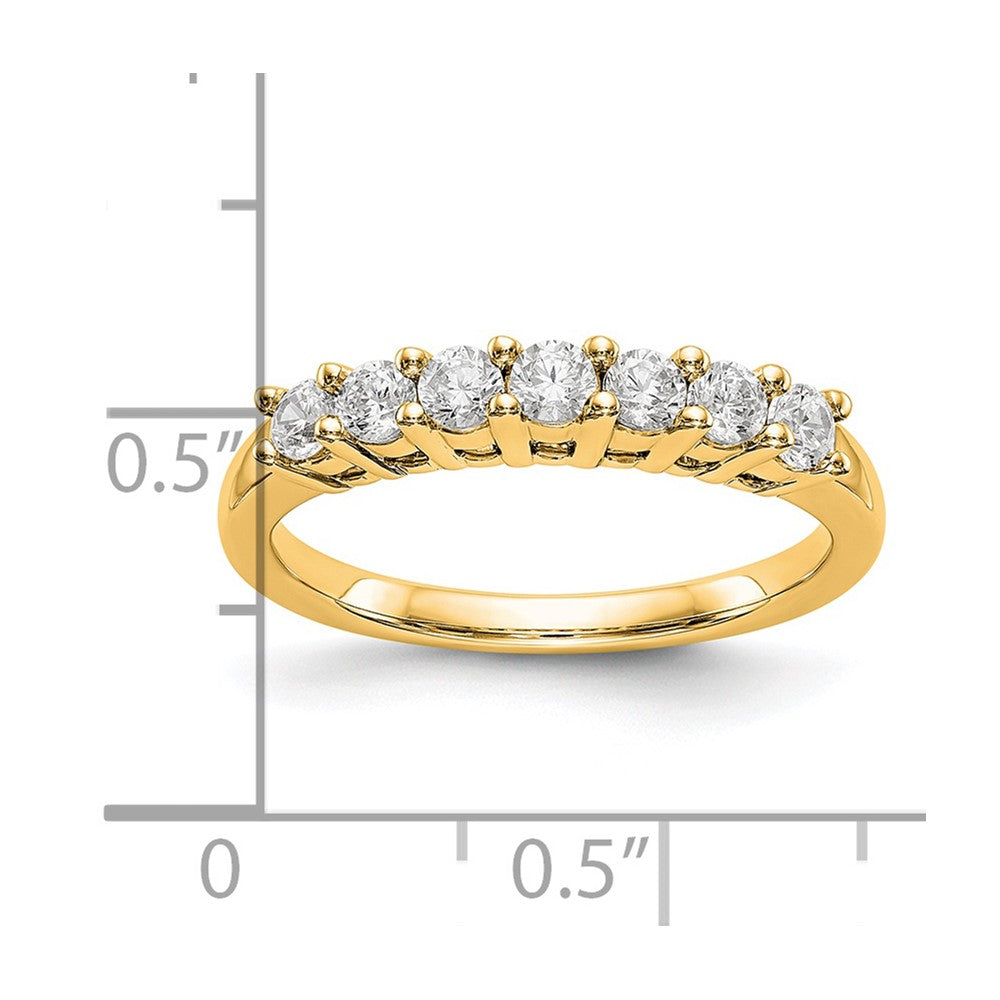 14K Yellow Gold 7-Stone Shared Prong (Holds 7-2.6mm Round) Diamond Band Mounting