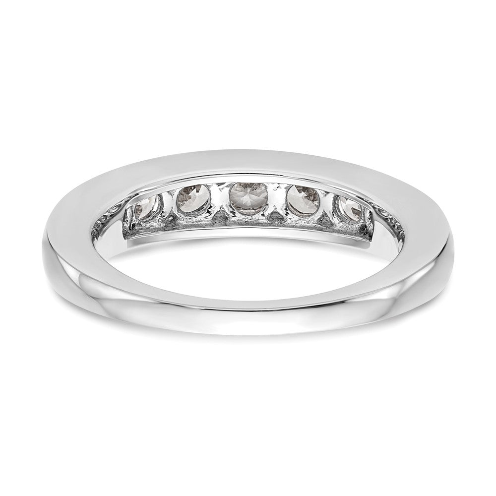 14K White Gold 7-Stone (Holds 1-3.6, 2-3.4, 2-3.2, 2-3.0mm Round) Graduated Channel Band Mounting
