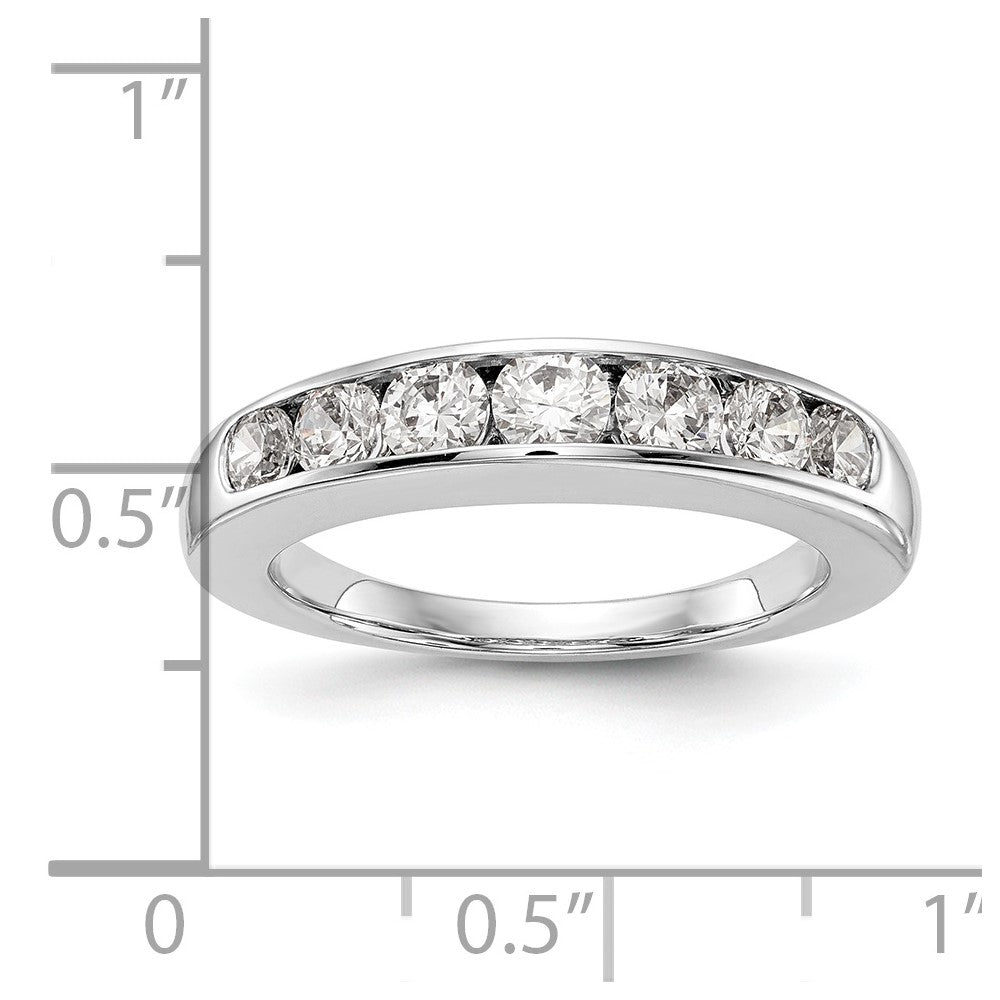 14K White Gold 7-Stone (Holds 1-3.6, 2-3.4, 2-3.2, 2-3.0mm Round) Graduated Channel Band Mounting