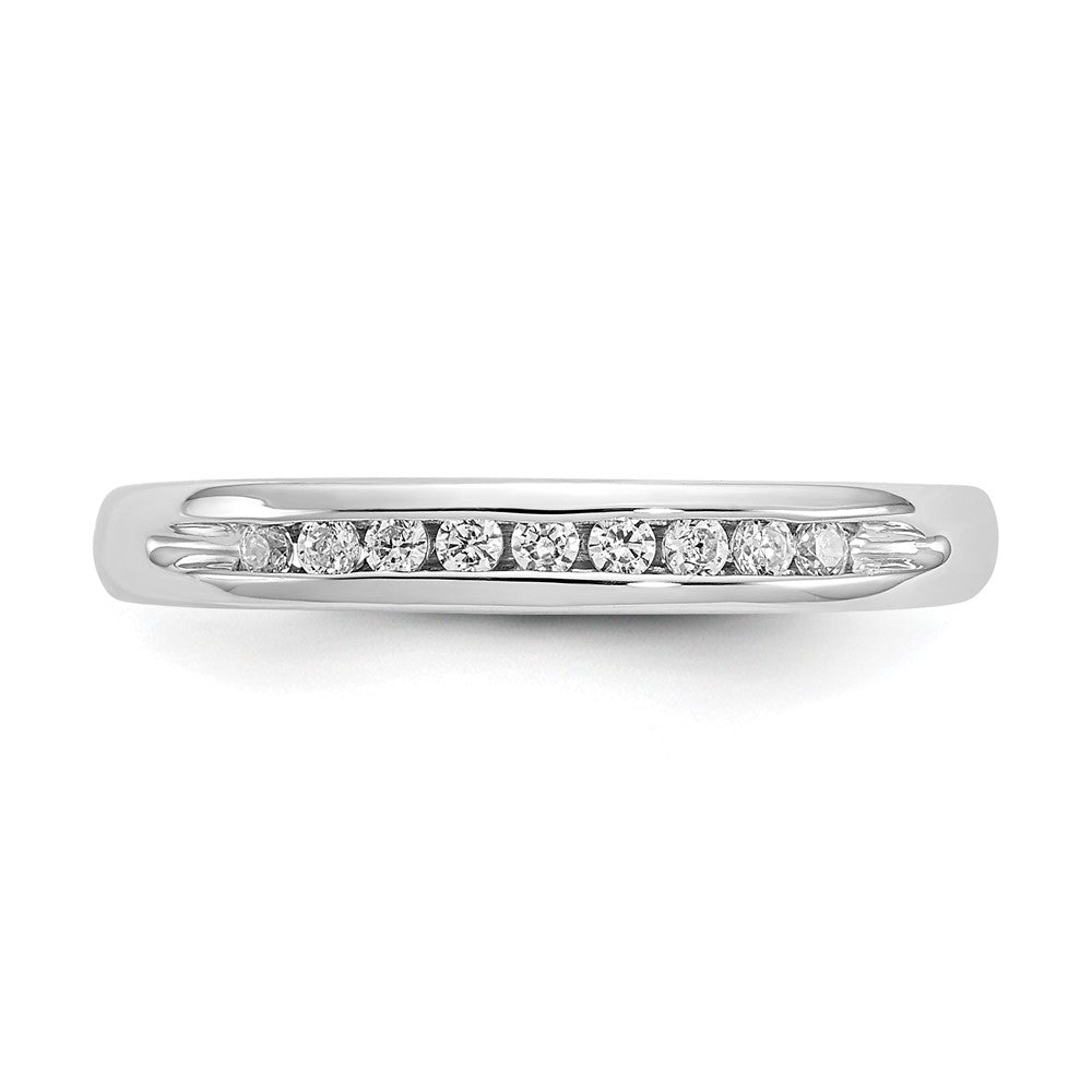 14K White Gold 9-Stone 1/8 carat Round Diamond Complete Channel Band