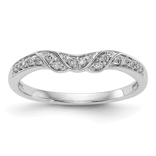 14K White Gold 1/10 carat Diamond Contoured Complete Wedding Band