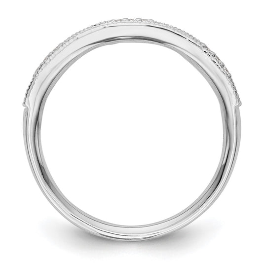 14k White Gold 1/20 carat Diamond and Sapphire Complete Wedding Band