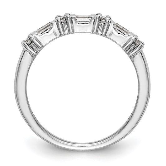 14K White Gold 3/8 carat Baguette/Round Diamond Complete Wedding Band