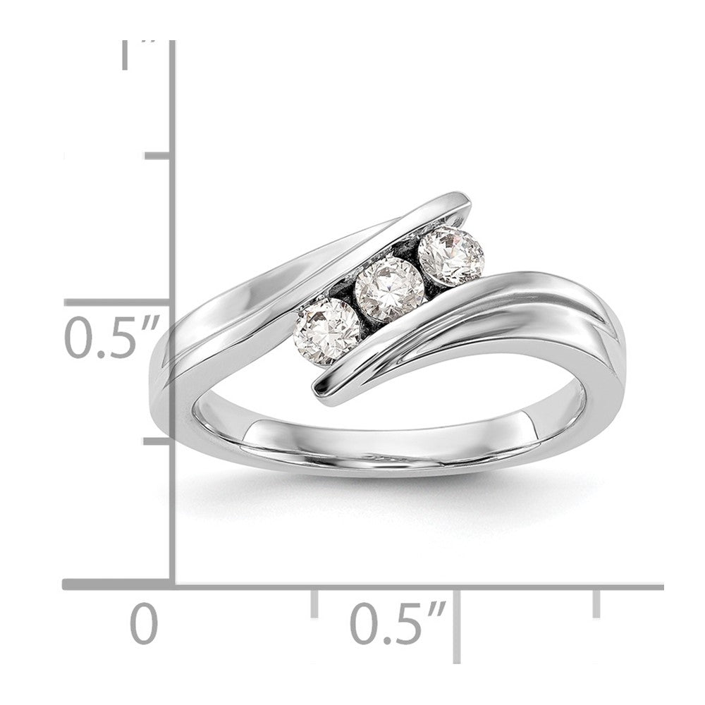 14K White Gold 3-Stone Bypass (Holds 3-3.0mm Round) Diamond Ring Mounting
