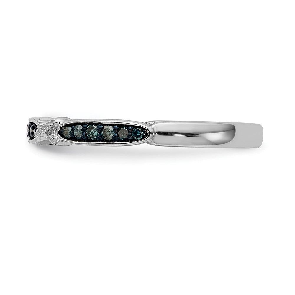 14k White Gold X-Design 1/10 carat Blue Diamond Complete Band