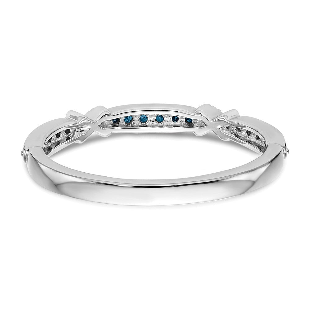 14k White Gold X-Design 1/10 carat Blue Diamond Complete Band