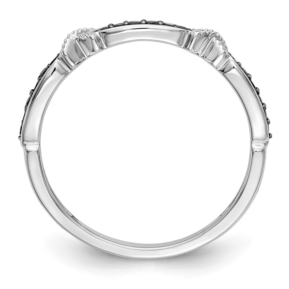 14k White Gold X-Design 1/10 carat Black Diamond Complete Band