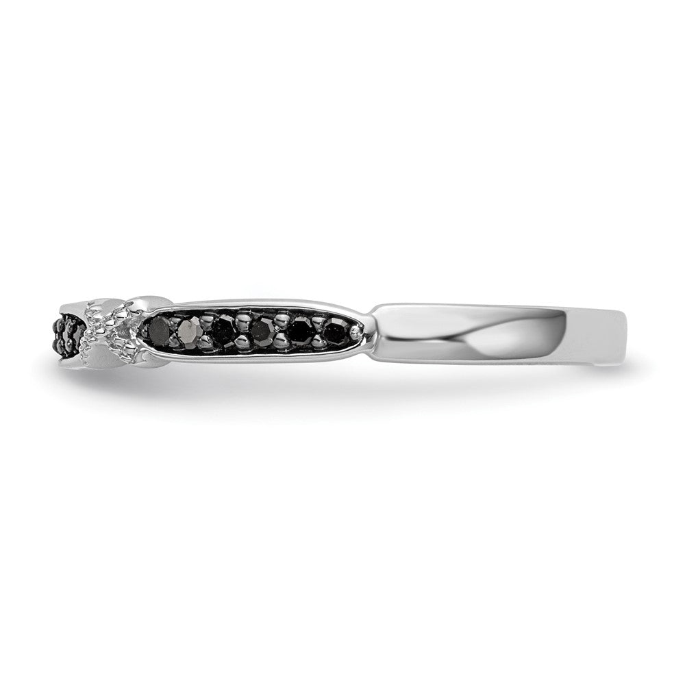 14k White Gold X-Design 1/10 carat Black Diamond Complete Band