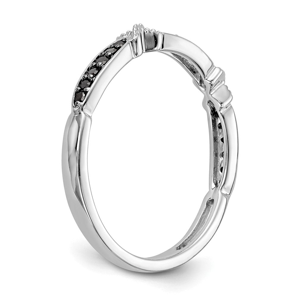 14k White Gold X-Design 1/10 carat Black Diamond Complete Band
