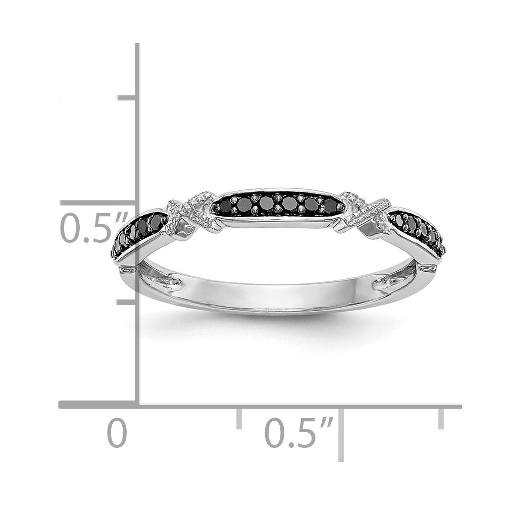 14k White Gold X-Design 1/10 carat Black Diamond Complete Band
