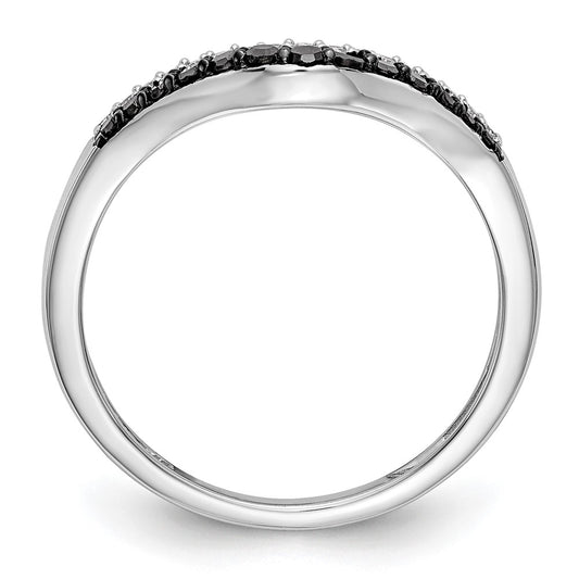 14k White Gold 1/5 carat Black and White Diamond Contoured Complete Band