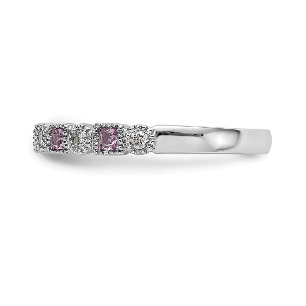 10K White Gold Diamond w/Pink Sapphire Band