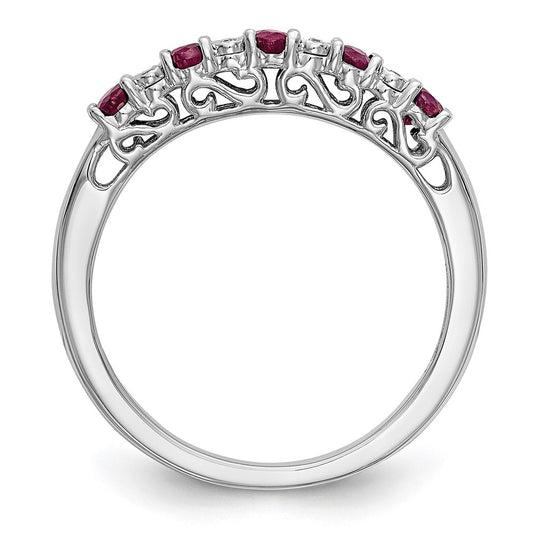 10k White Gold Diamond and Ruby Band