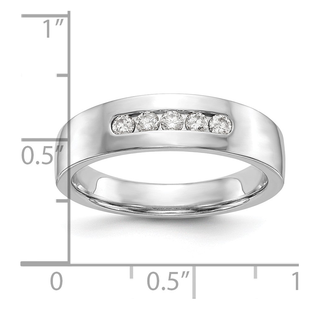 14K White Gold Lab Grown Diamond VS/SI+ G+ 5-Stone Men's Channel Ban