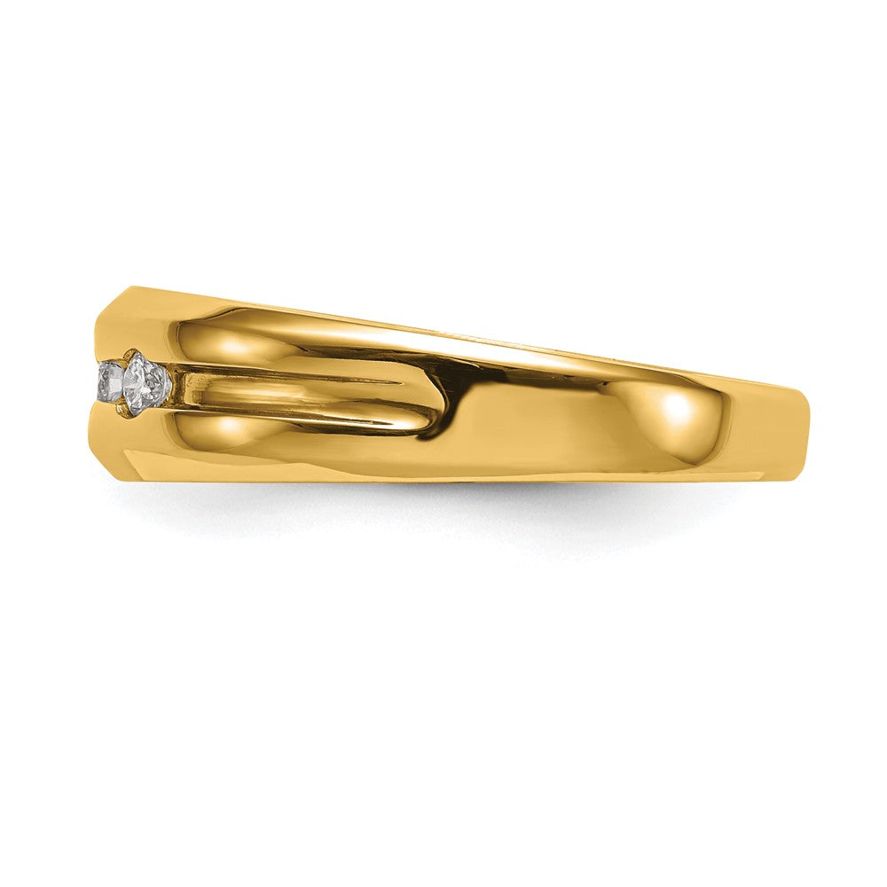 14K Yellow Gold 3-Stone 1/6 carat Diamond Complete Men's Band