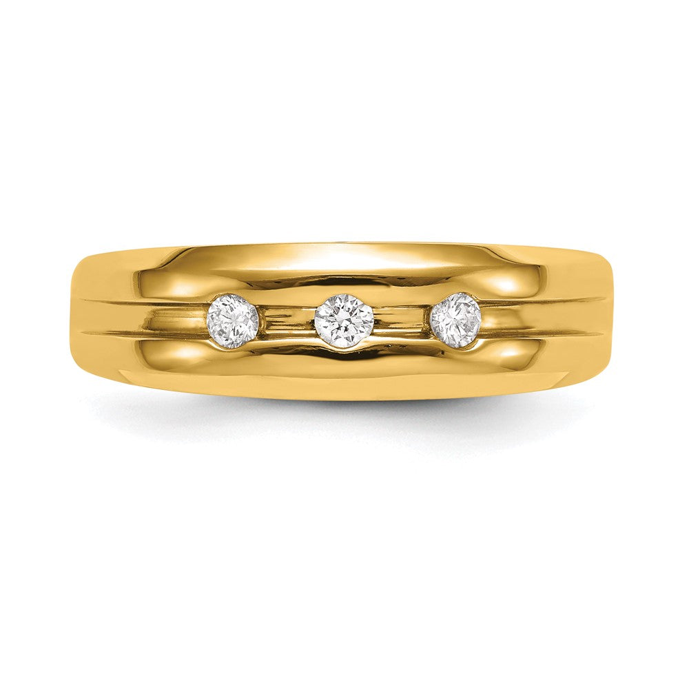 14K Yellow Gold 3-Stone 1/6 carat Diamond Complete Men's Band