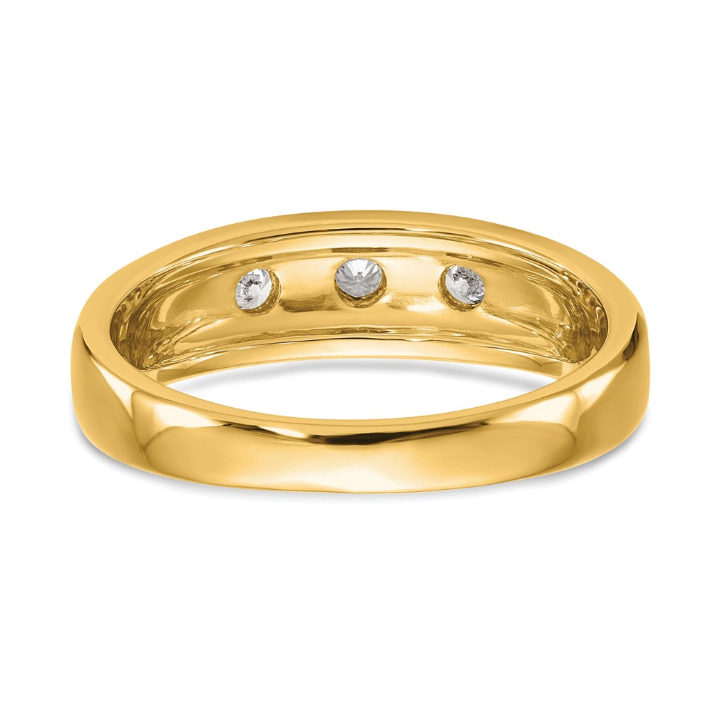 14K Yellow Gold 3-Stone 1/6 carat Diamond Complete Men's Band