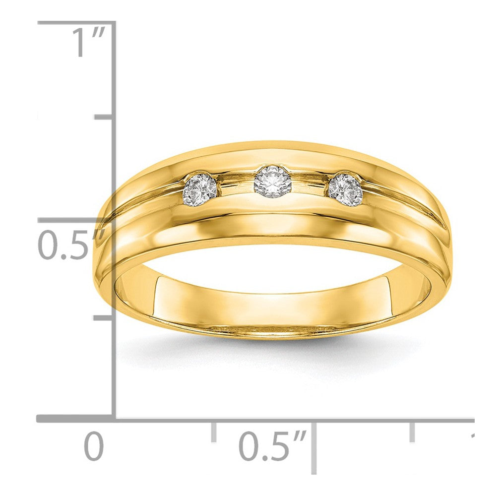 14K Yellow Gold 3-Stone 1/6 carat Diamond Complete Men's Band