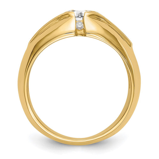 IB Goodman 14K (Holds 3/4 carat (5.5mm) Round Center) 1/2 carat Diamond Mens Semi-Mount Ring