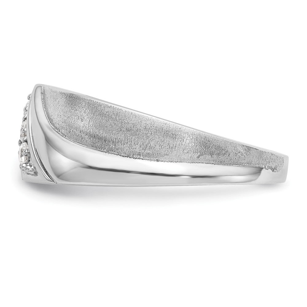 IBGoodman 14k White Gold 1/6 carat Lab Grown Diamond VS/SI+ G+ Three Stone Complete Men's Ring