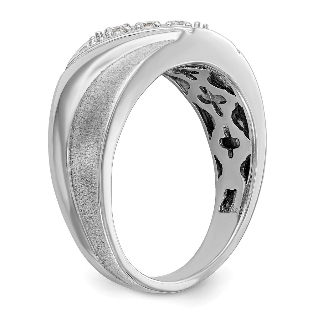 IBGoodman 14k White Gold 1/6 carat Lab Grown Diamond VS/SI+ G+ Three Stone Complete Men's Ring