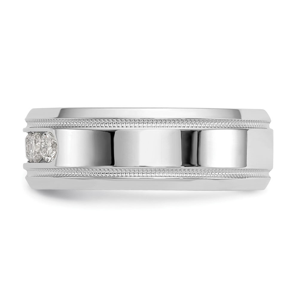 True Origin 14K White Gold 1/2 carat Lab Grown Diamond VS+ F+ Size 9 Complete Bevel Miligrain Band
