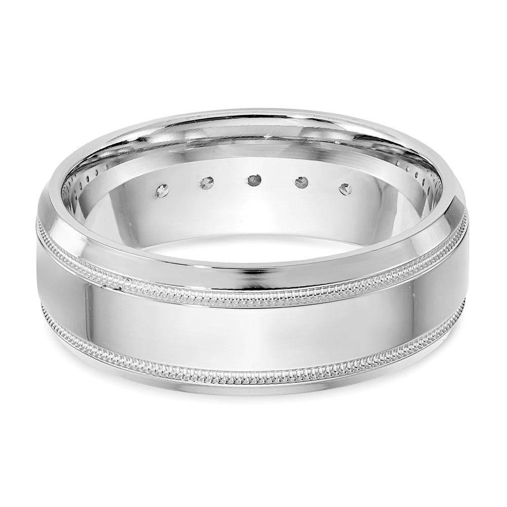True Origin 14K White Gold 1/2 carat Lab Grown Diamond VS+ F+ Size 9 Complete Bevel Miligrain Band