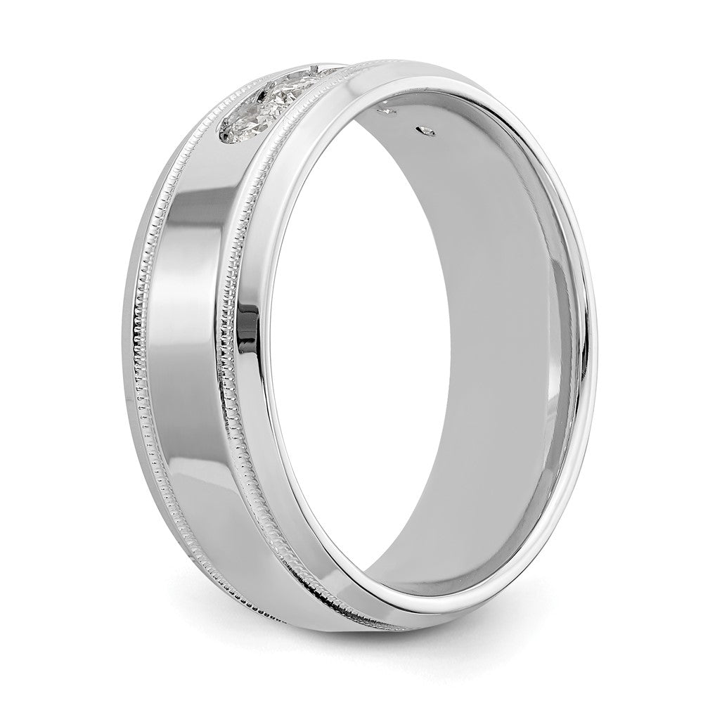 True Origin 14K White Gold 1/2 carat Lab Grown Diamond VS+ F+ Size 9 Complete Bevel Miligrain Band