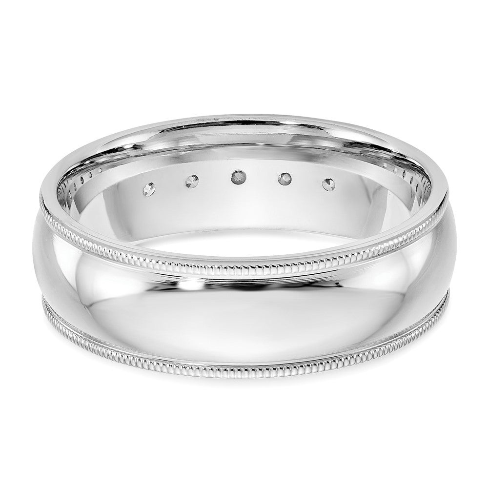 True Origin 14K White Gold Men's 1/2 carat Lab Grown Diamond VS+ F+ Size 9 Complete Miligrain Band