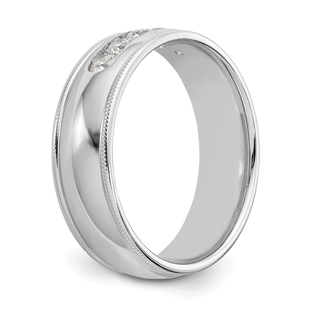 True Origin 14K White Gold Men's 1/2 carat Lab Grown Diamond VS+ F+ Size 9 Complete Miligrain Band