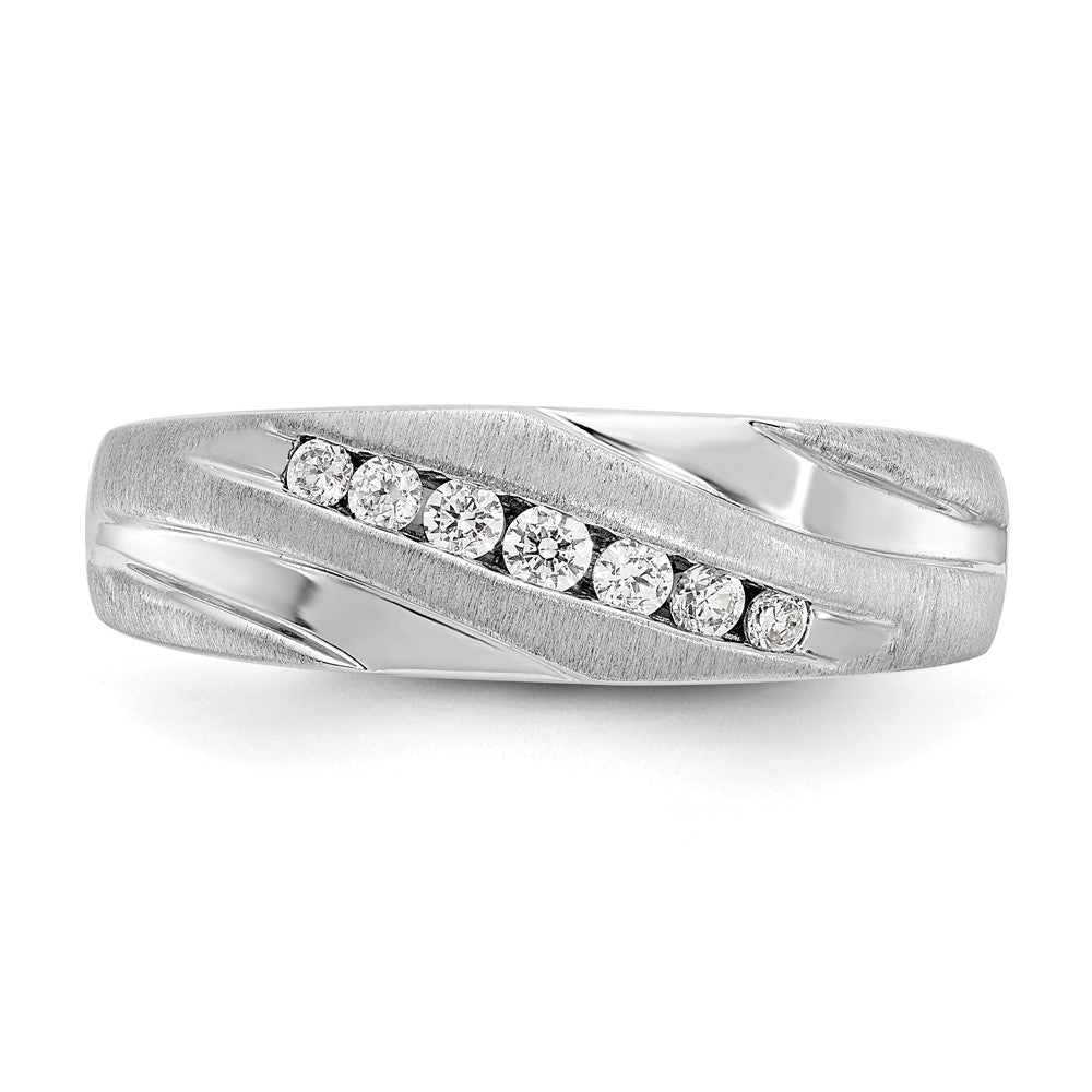 True Origin 14K White Gold Men's 1/4 carat Lab Grown Diamond VS+ F+ Complete Brushed and Polished Band