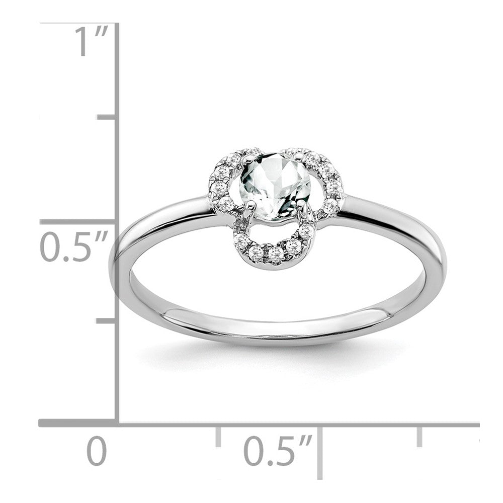 10k White Gold White Topaz and Diamond Ring