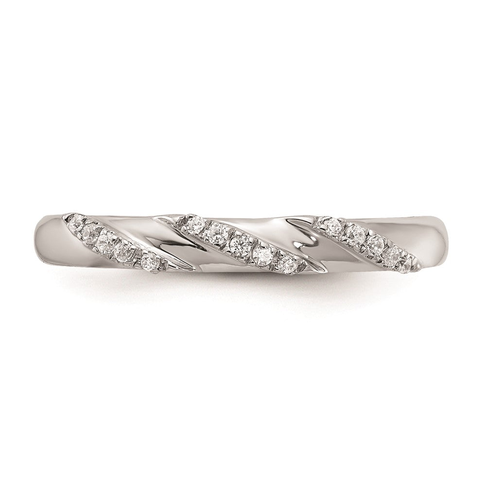 14K White Gold AA Quality 1/15 carat Diamond Trio Ladies Complete Wedding Band