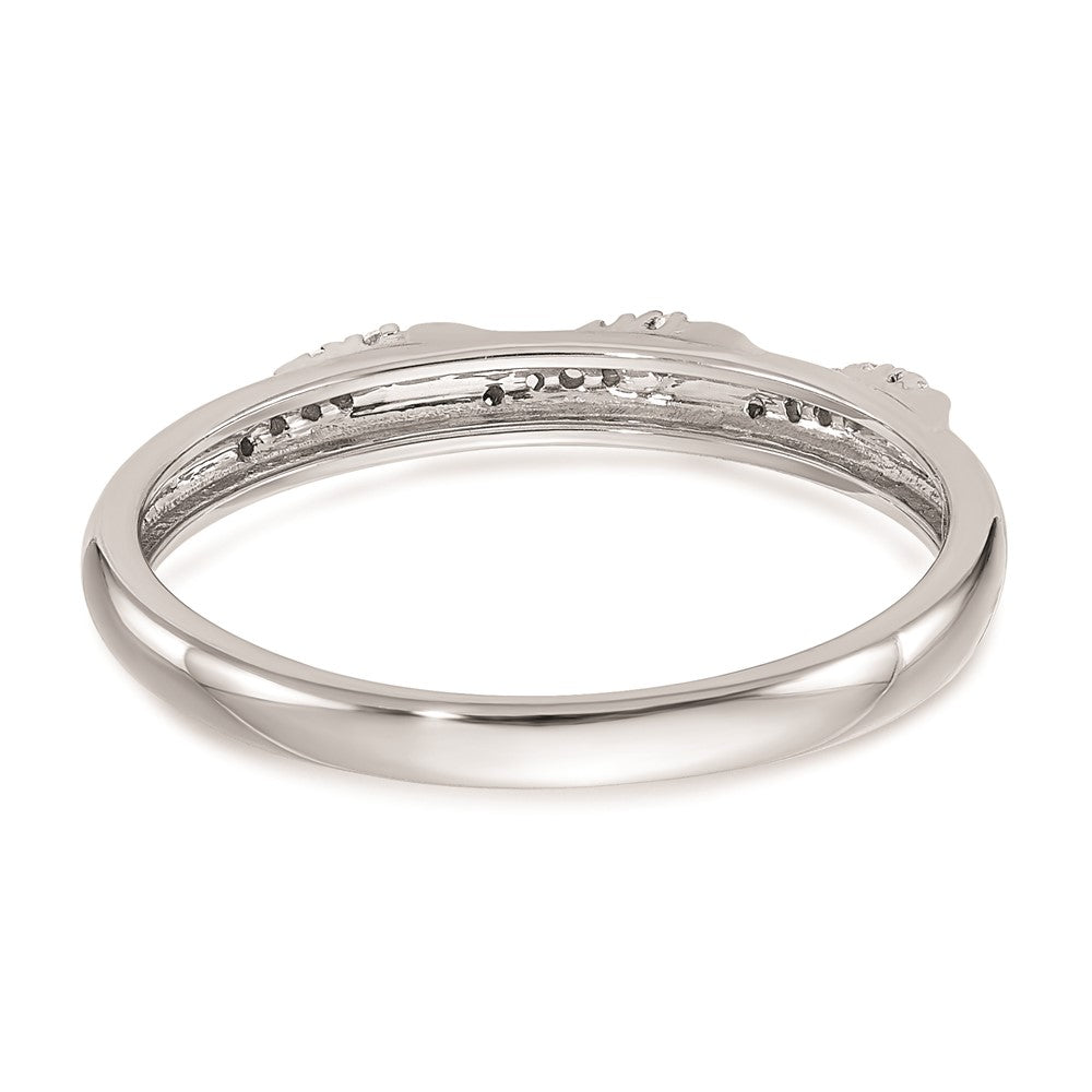 14K White Gold AA Quality 1/15 carat Diamond Trio Ladies Complete Wedding Band