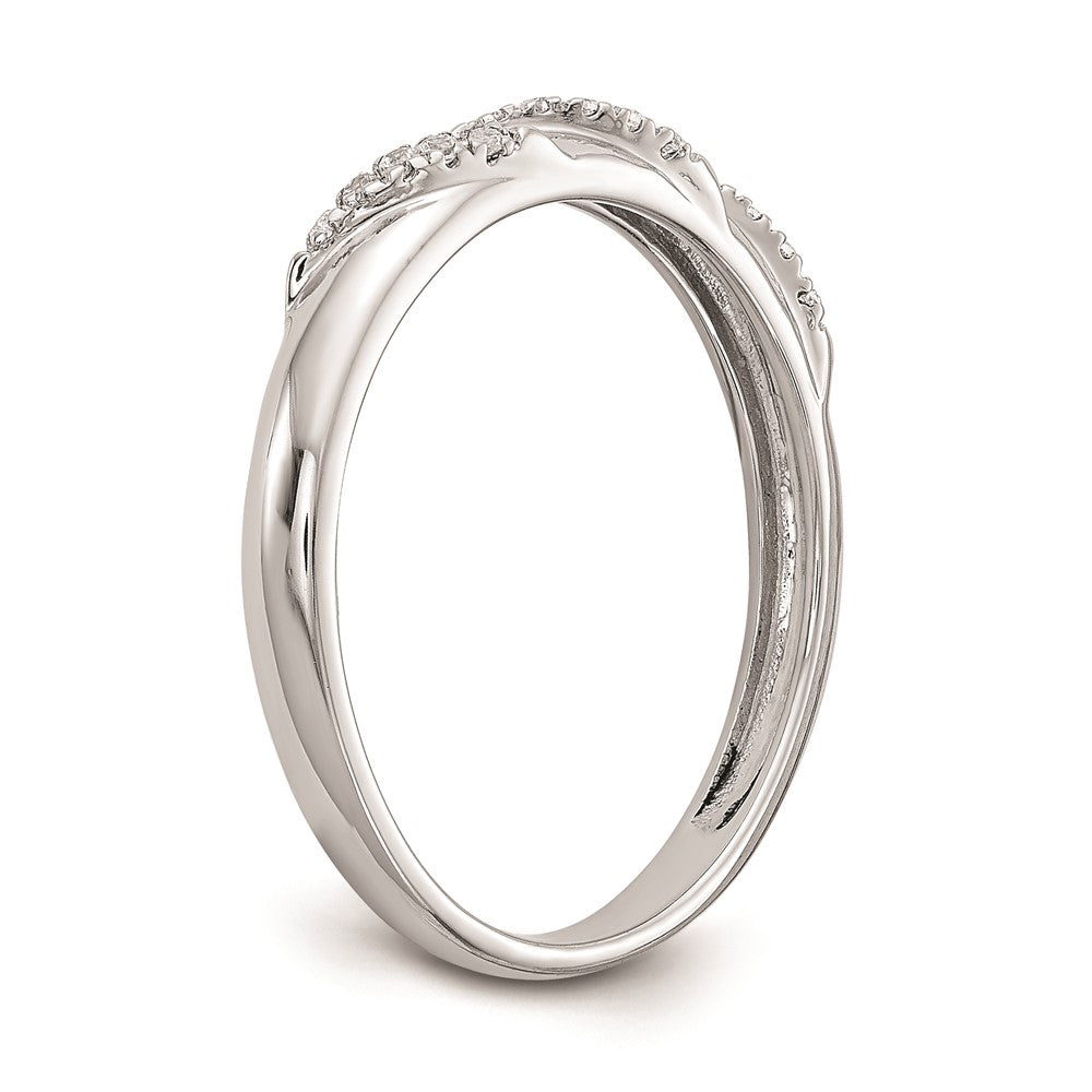 14K White Gold AA Quality 1/15 carat Diamond Trio Ladies Complete Wedding Band