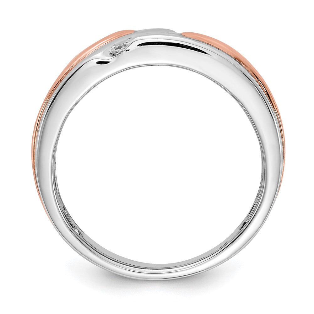 IBGoodman 14k Two-tone Rose and White Gold 1/5 carat Lab Grown Diamond VS/SI+ G+ Five Stone Complete Men's Ring