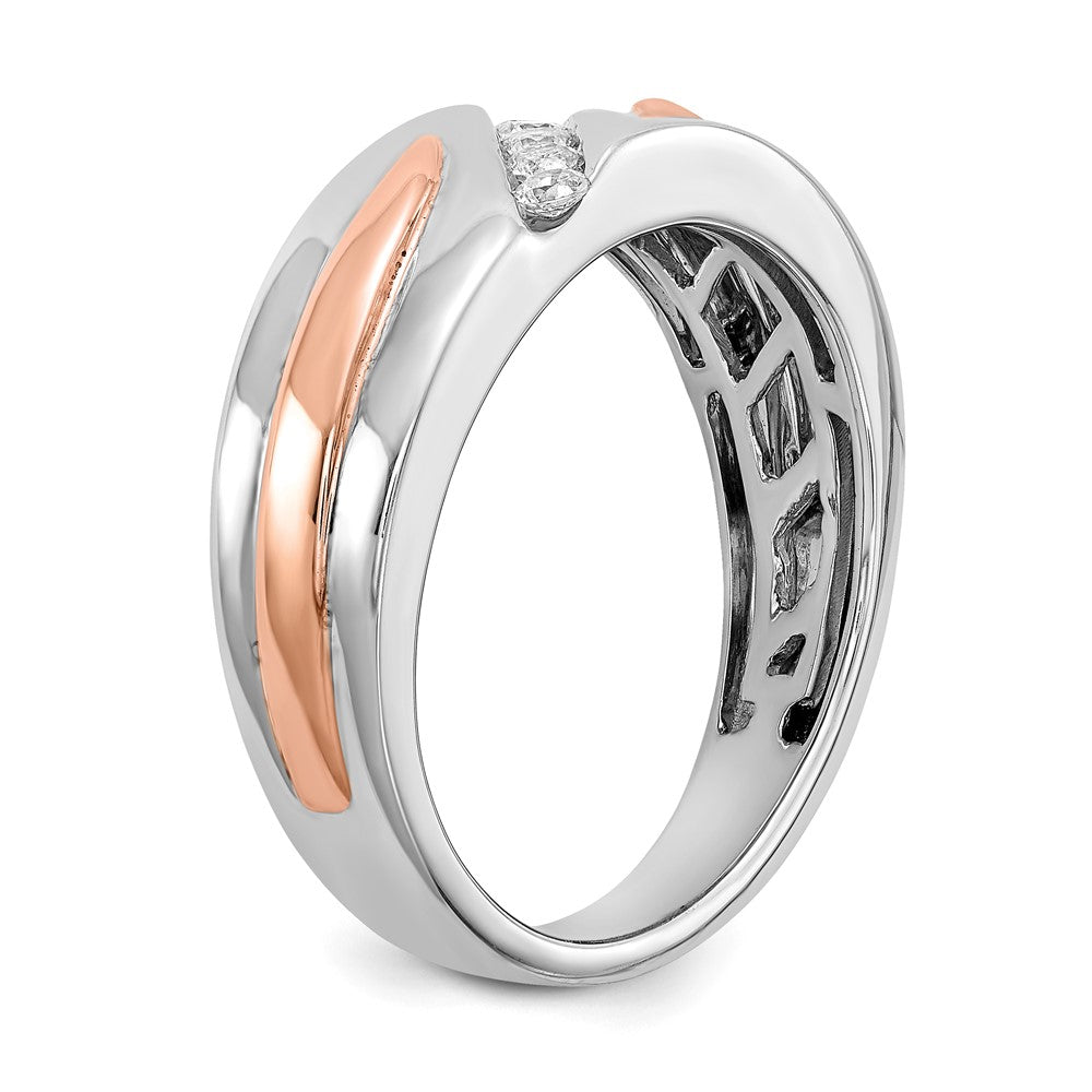 IBGoodman 14k Two-tone Rose and White Gold 1/5 carat Lab Grown Diamond VS/SI+ G+ Five Stone Complete Men's Ring