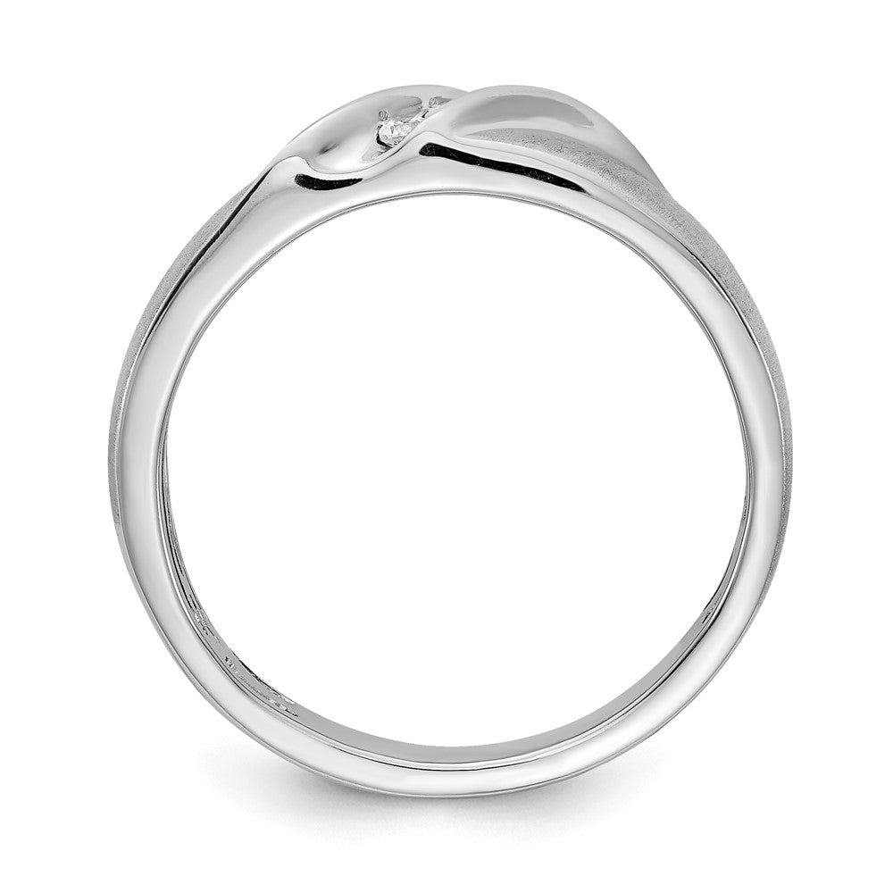 14k White Gold 3-Stone Satin 1/10 carat Diamond Complete Men's Ring