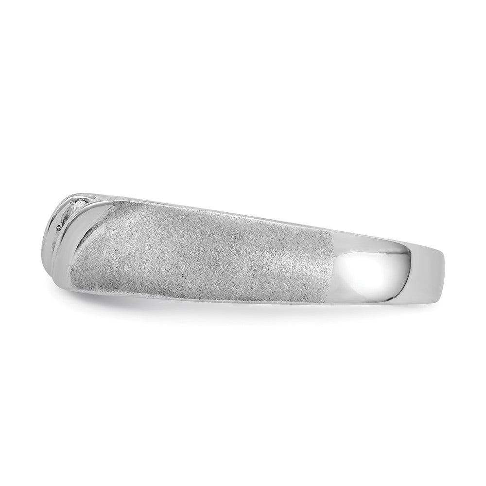 14k White Gold 3-Stone Satin 1/10 carat Diamond Complete Men's Ring