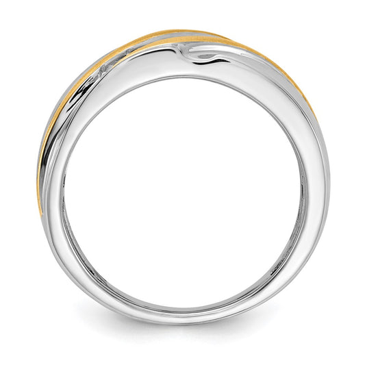 14k Two-tone 7-Stone 1/4 carat Diamond Complete Men's Ring, SATIN: UP&DOWN