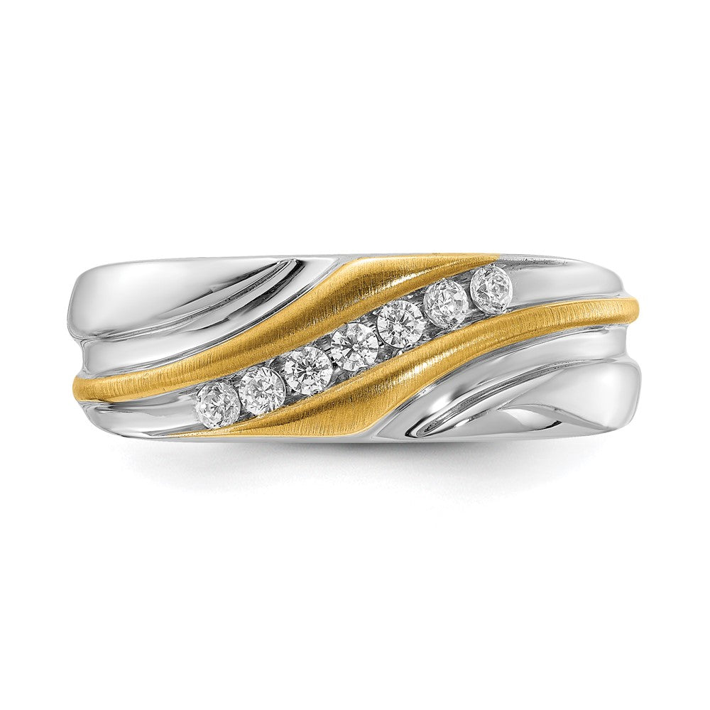 IBGoodman 14k Two-tone 1/4 carat Lab Grown Diamond VS/SI+ G+ Seven Stone Complete Men's Ring