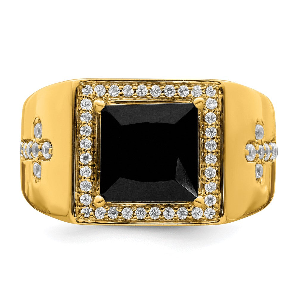 IBGoodman 14k 1/2 carat Lab Grown Diamond VS/SI+ G+ and Onyx Side Cross Men's Ring