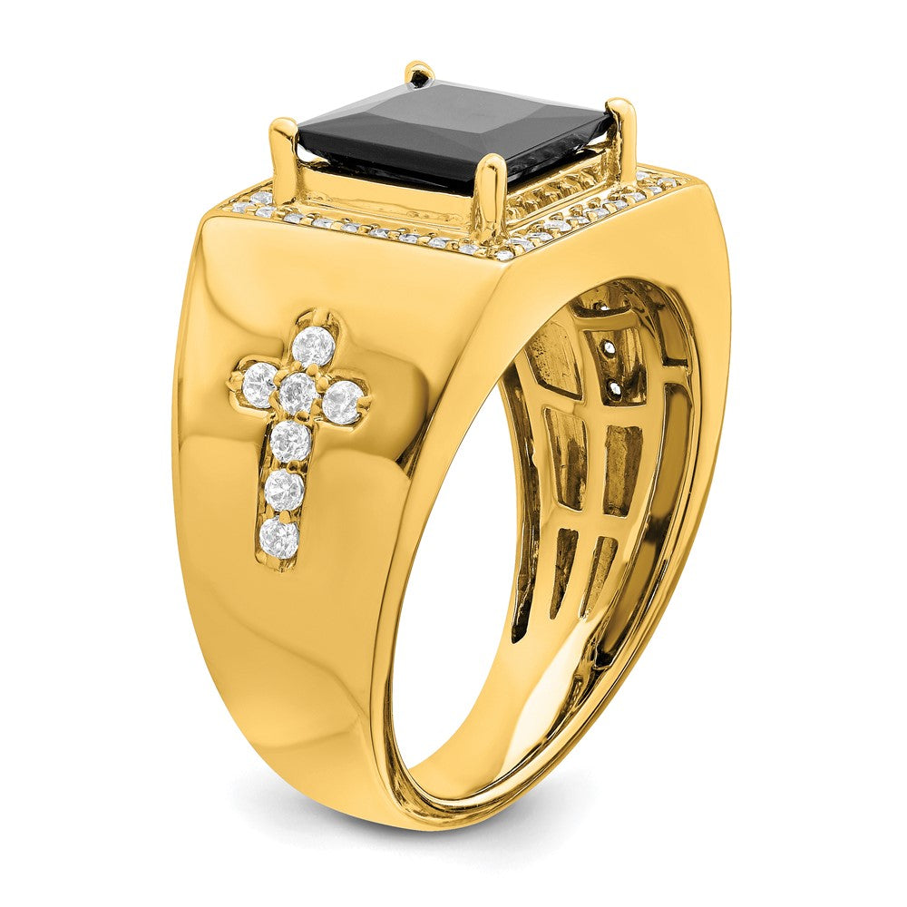IBGoodman 14k 1/2 carat Lab Grown Diamond VS/SI+ G+ and Onyx Side Cross Men's Ring